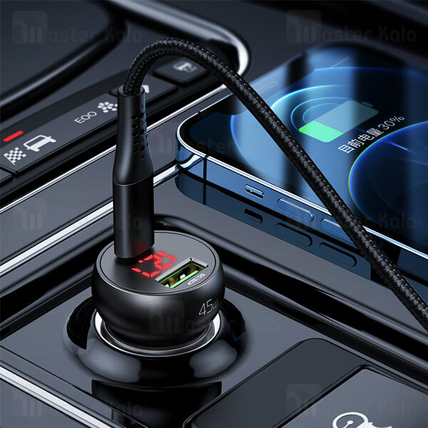 شارژر فندکی مک دودو Mcdodo CC-7030 PD QC Type C USB Car Charger نمایشگر دیجیتال توان 45 وات